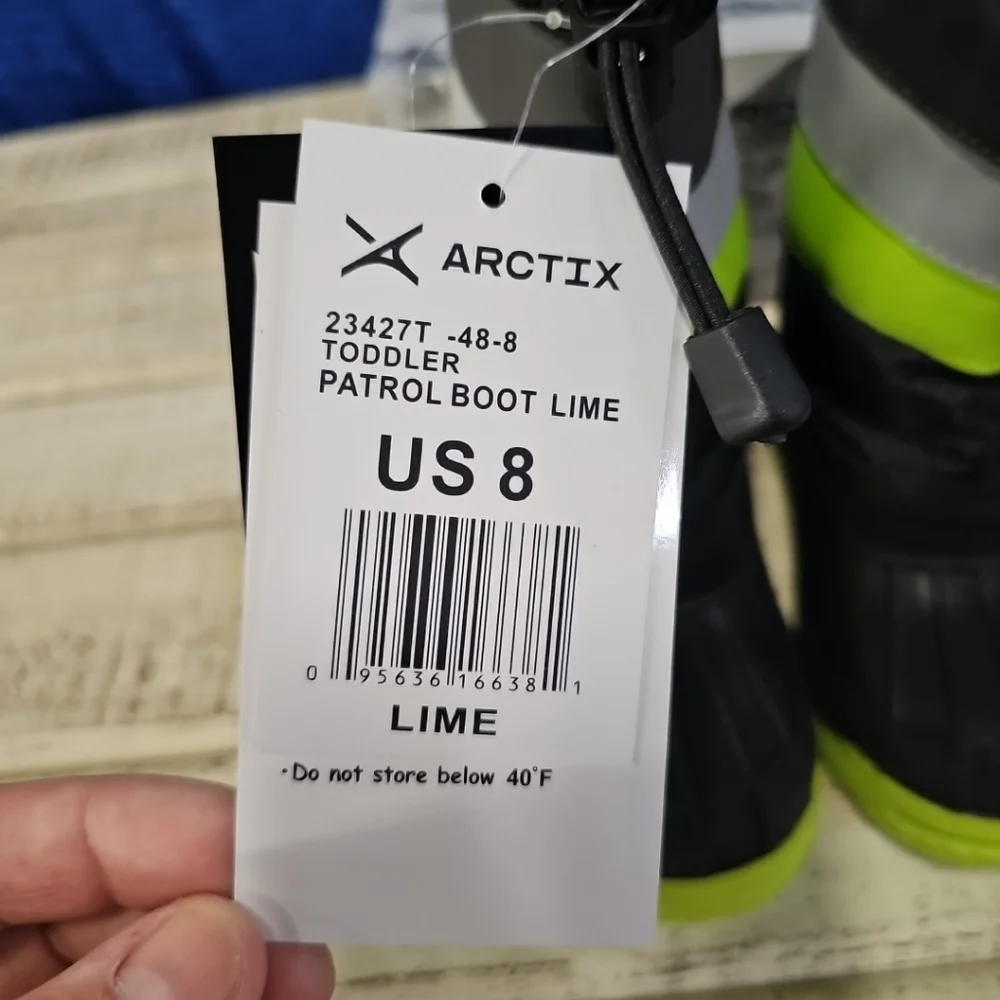 Arctix Patrol Boot Lime Toddler‎ Size 8 Black/Gray/Green NEW With Tags & Box